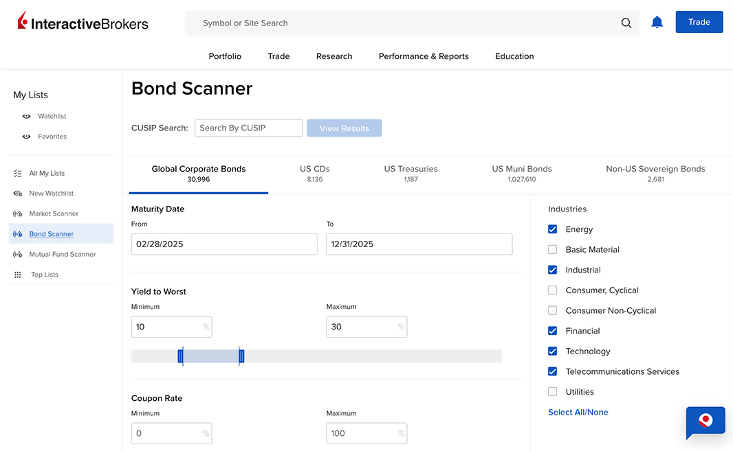 Bond Scanner Interface